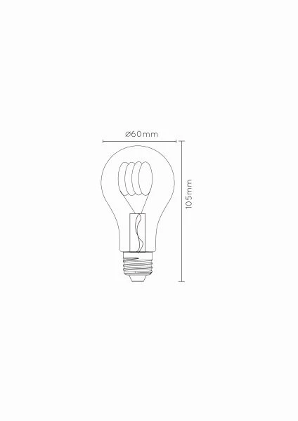 Lucide A60 - Filament bulb - Ø 6 cm - LED Dim. - E27 - 1x5W 2200K - Amber - technical